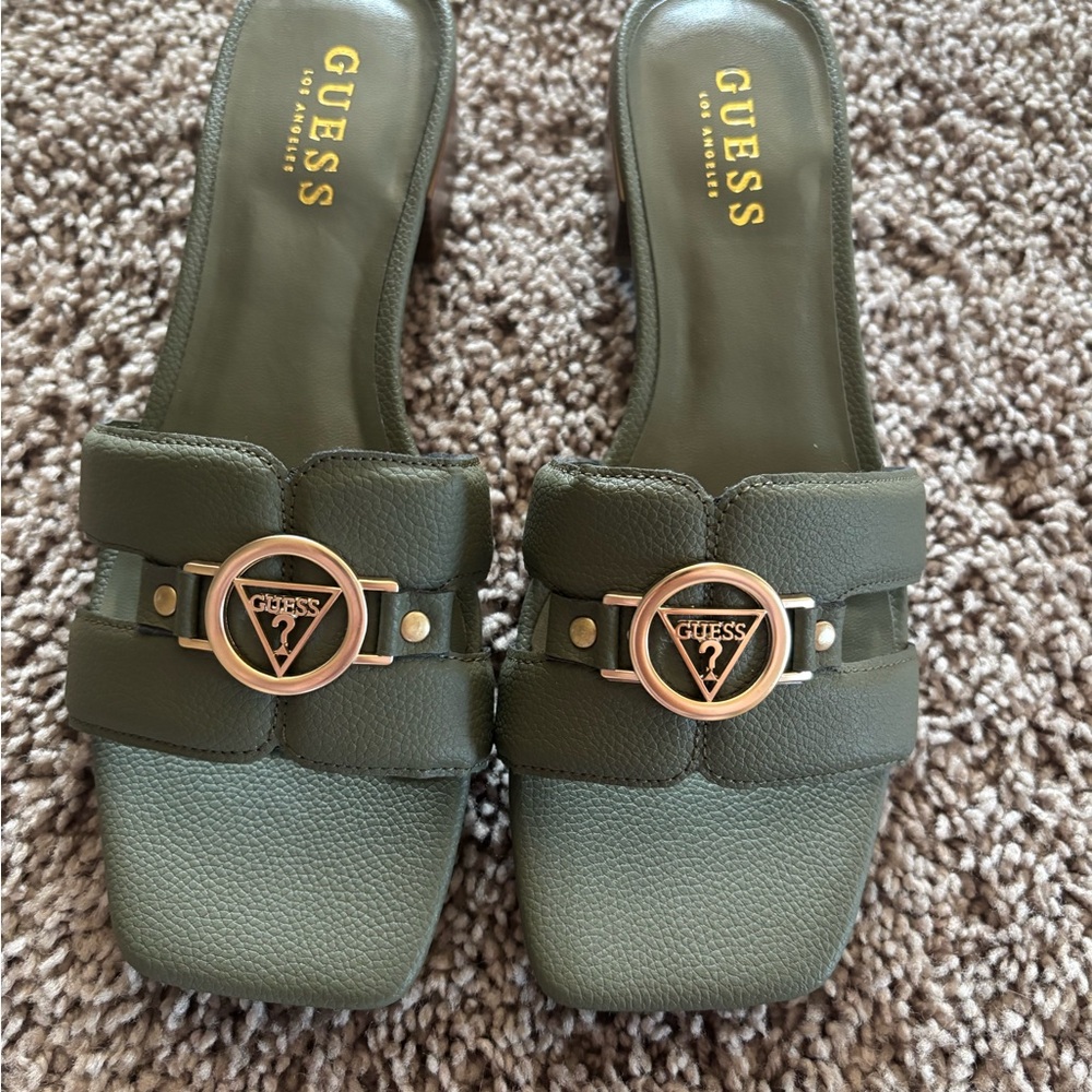 GUESS Women's Green Slide Sandals
